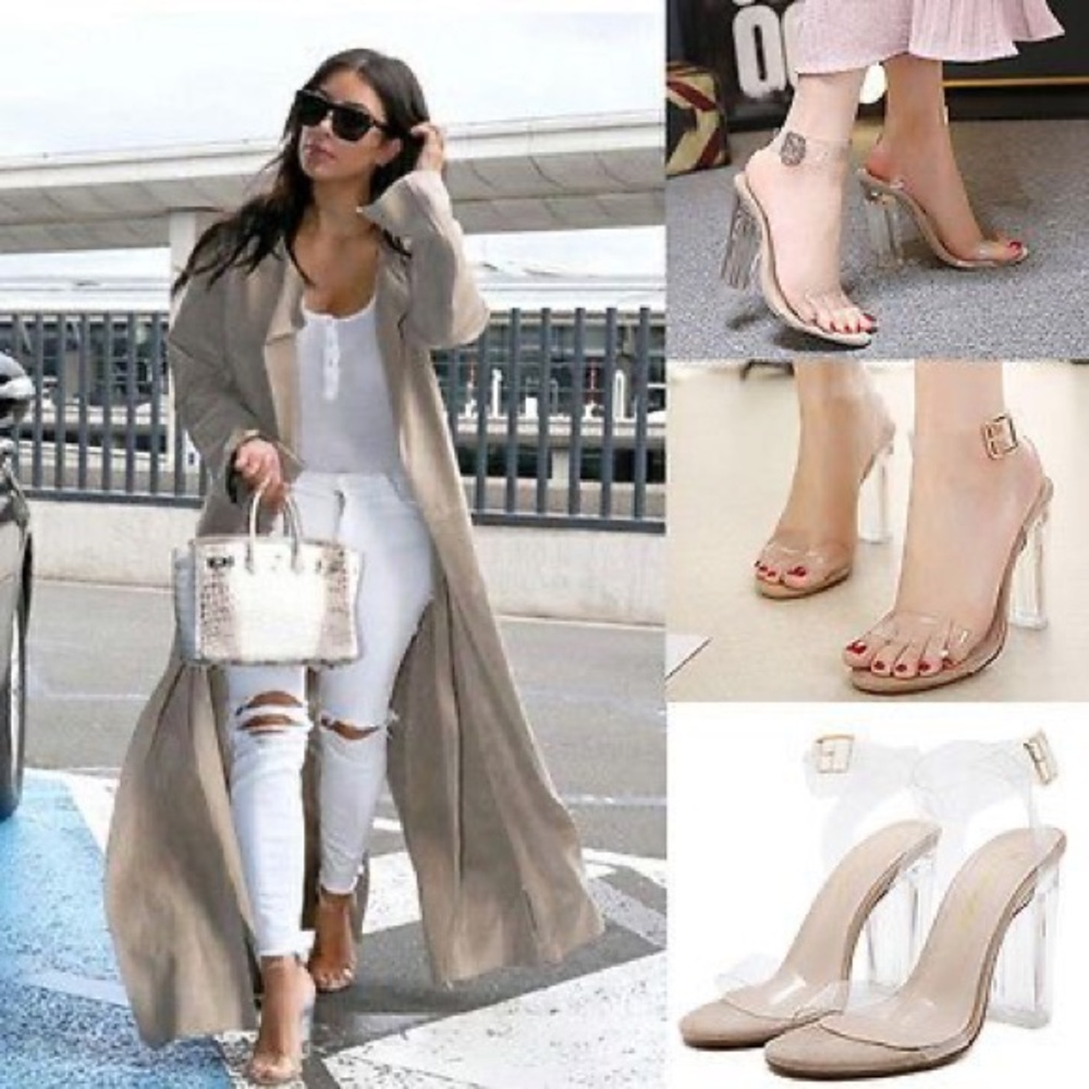 CLEAR PERSPEX HEELS SZ 7.5